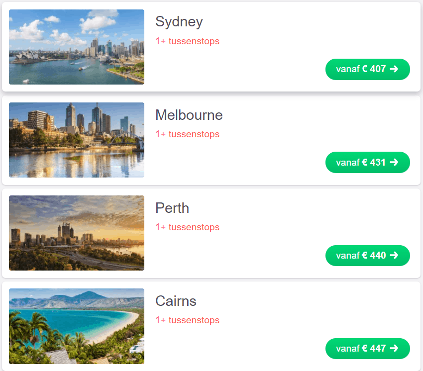 Goedkoopste vluchten naar Australië